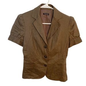 Tahari Short Sleeve Linen Blazer Brown